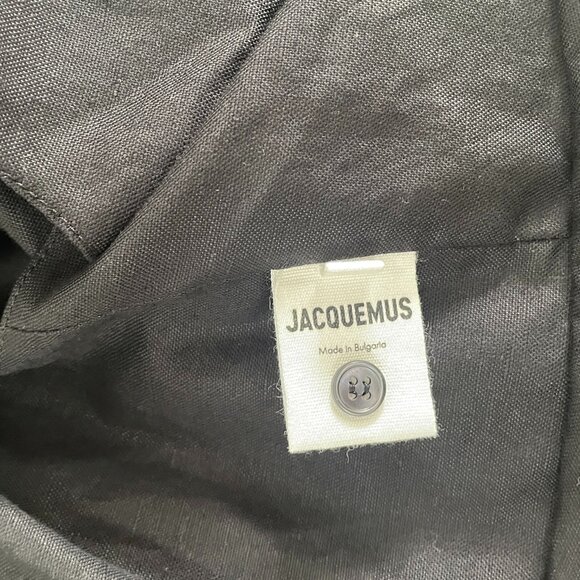 Jacquemus Le Papier Mejean Cropped Asymmetric Gathered Cotton And Linen top - Picture 8 of 11